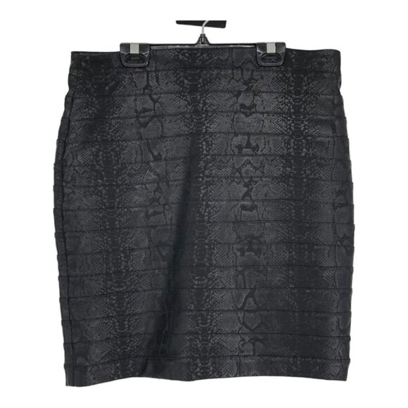 Kenneth Cole Reaction black snakeskin print mini skirt  size M - Picture 1 of 9
